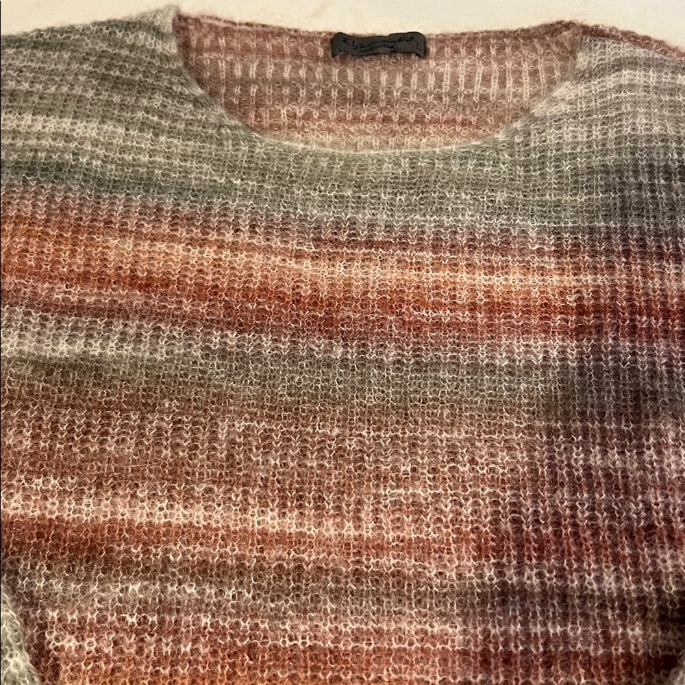 Elsamanda grey multi striped sweater Italy from a wool alpaca mohair blend L - Picture 3 of 7